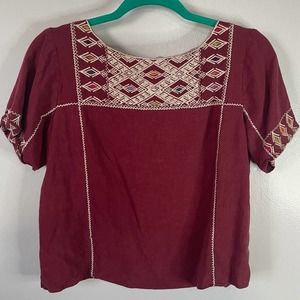 Madewell Western Embroidered Crop Top